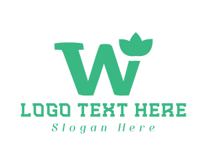 Floral Green Letter W Logo