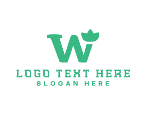 Decorative - Floral Green Letter W logo design