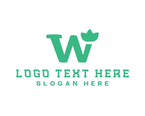 Alphabet - Floral Green Letter W logo design