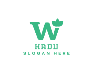 Floral Green Letter W Logo