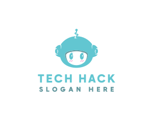 Cute Robot Tech  logo design