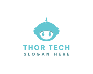 Cute Robot Tech  logo design