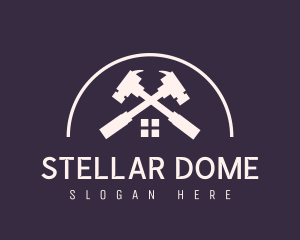 Dome Home Construction Hammer logo design
