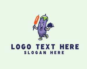 Waiter - Eggplant Vegetable Restaurant logo design