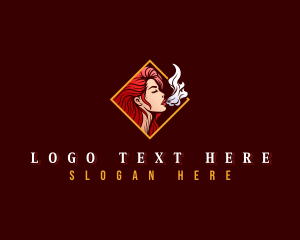 Tobacco - Lady Cigarette Smoke logo design