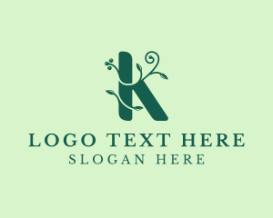 Ecological - Garden Vine Letter K logo design