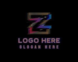Vhs - Gradient Glitch Letter Z logo design