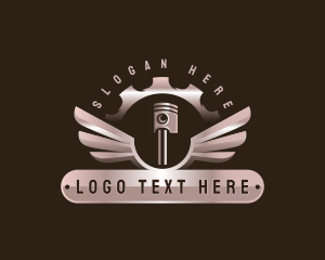 Exhaust Pipe - Piston Wings Mechanic logo design