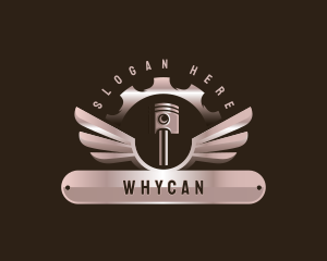 Workshop - Piston Wings Mechanic logo design