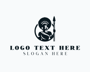 Spear - African Warrior Woman logo design