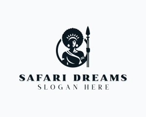 African - African Warrior Woman logo design