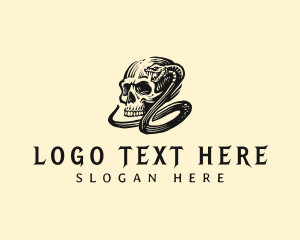 Coiled - Serpent Skull Snake logo design