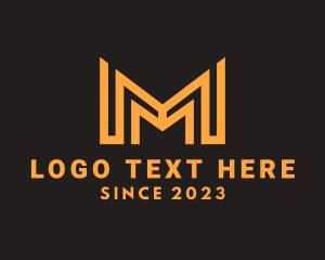Venture - Orange Letter M Building logo design