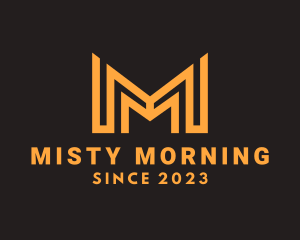 Orange Letter M Building logo design