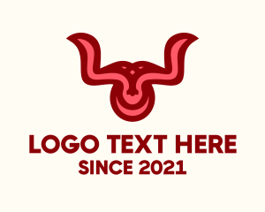 Butcher Shop - Bull Horns Ornament logo design