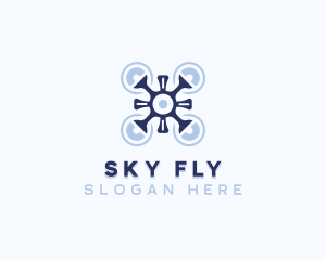 Quadcopter Tech Drone logo design