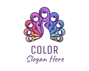 Colorful Peacock Bird Logo