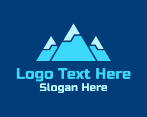 Geometric - Blue Snowy Mountain logo design