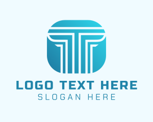 Chat - Technology Pillar Letter T logo design