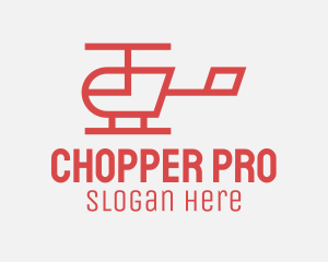 Chopper - Red Minimalist Helicopter logo design