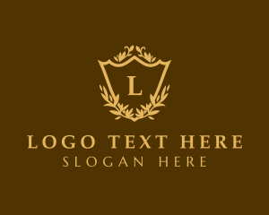 Golden - Shield Wreath Hotel logo design