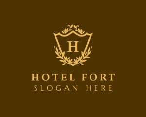 Shield Wreath Hotel logo design