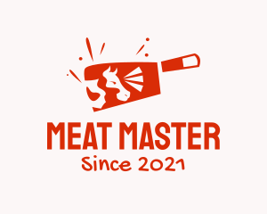 Cow Meat Butcher Cleaver logo design