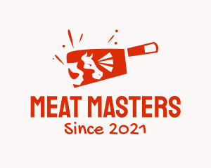 Cow Meat Butcher Cleaver logo design