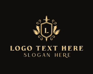 Upscale - Sword Heraldry Crest logo design