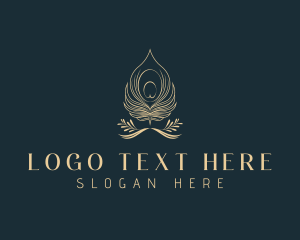 Luxury - Peacock Feather Quill logo design