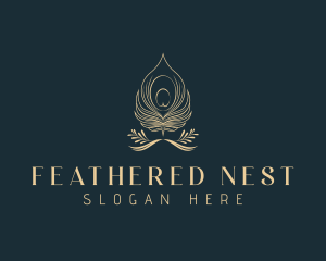 Peacock Feather Quill logo design