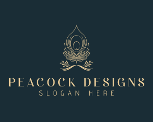 Peacock Feather Quill logo design