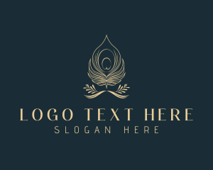 Writer - Peacock Feather Quill logo design