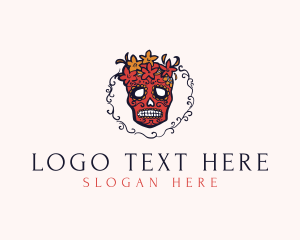 Sugar Skull - Decorative Flowers Calavera logo design