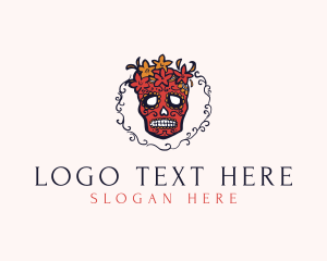 Mexico - Decorative Flowers Calavera logo design