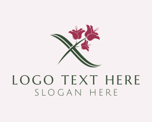 Roman Numeral - Garden Flower Letter X logo design