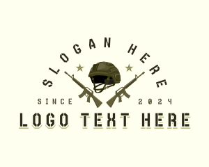 Army - Army Helmet Rifle logo design