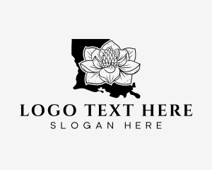 Map - Louisiana Magnolia Flower logo design