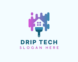 Paint Brush House Drip logo design