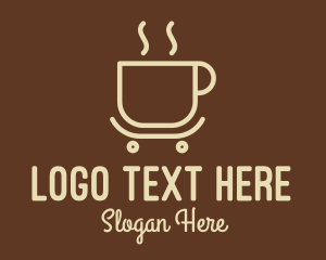 Caffeine - Yellow Mug Skateboard logo design