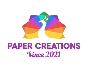 Papercraft - Colorful Peacock Avian logo design