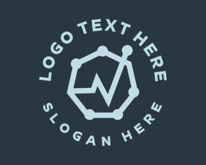 Flatline - Hexagon Lifeline Emblem logo design
