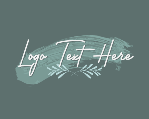 Handmade - Paint Stroke Leaf Wordmark logo design