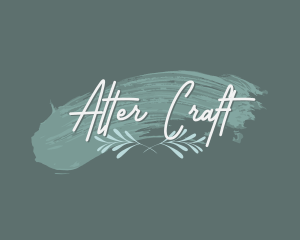 Paint Stroke Leaf Wordmark logo design