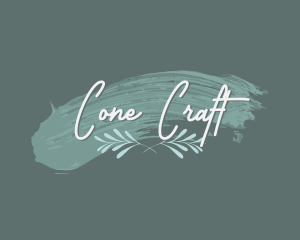 Paint Stroke Leaf Wordmark logo design