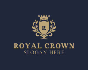 Crown Shield Wreath logo design