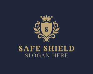 Crown Shield Wreath logo design