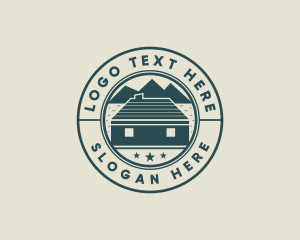 Roofing - Mountain Lodge Cabin logo design