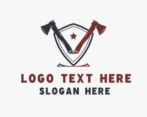 Logger - Shield Axe Lumberjack logo design