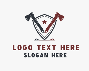 America - Shield Axe Lumberjack logo design